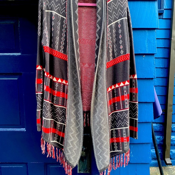 Billabong long vibrant Southwestern sweater with fringe - Picture 4 of 14